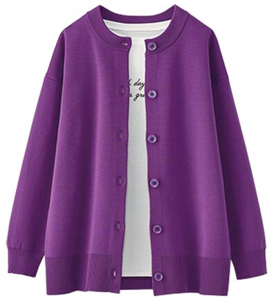 45261 里麻　レディース　カーディガン　紫色　L 45261 里麻レディースカーディガン紫色L