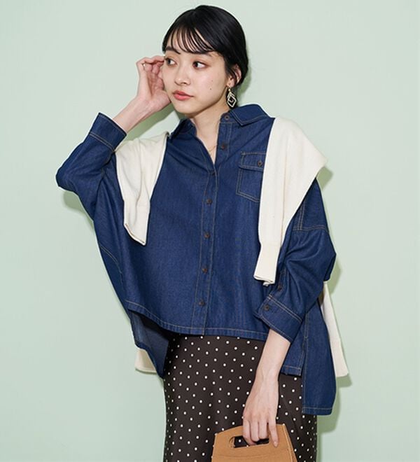 BELLUNA（ベルーナ）の「大人のゆるっと変形デニムシャツ（シャツ）」｜詳細画像