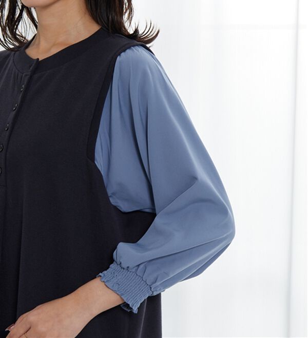 BELLUNA（ベルーナ）の「ヘンリーネック袖切替デザインワンピース（その他ワンピース）」｜詳細画像