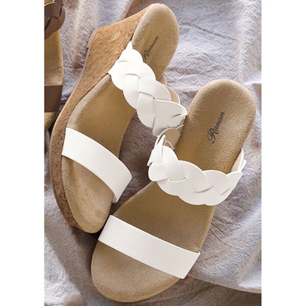 RANAN（ラナン）の「クロス編みデザインウェッジサンダル（サンダル・ミュール）」｜オフホワイト