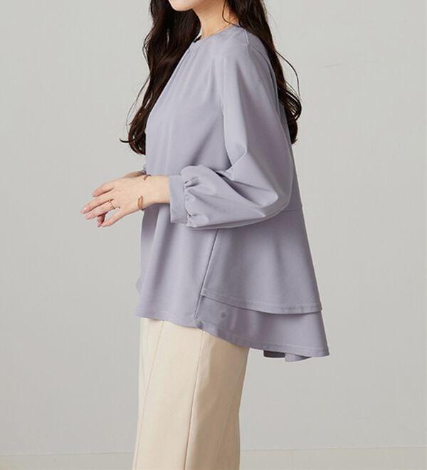 BELLUNA（ベルーナ）の「【再入荷】ボリューム袖美人顔バックフレアーＴブラウス（ブラウス）」｜詳細画像