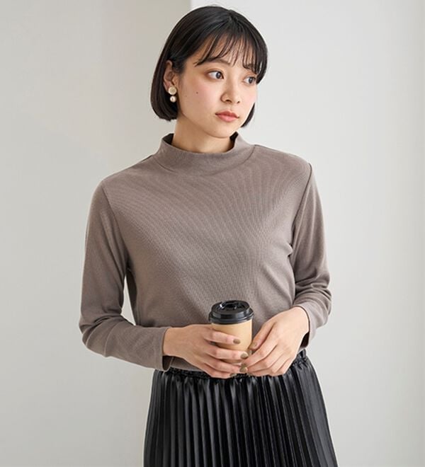 BELLUNA（ベルーナ）の「綿混リブハイネックプルオーバー（カットソー）」｜詳細画像