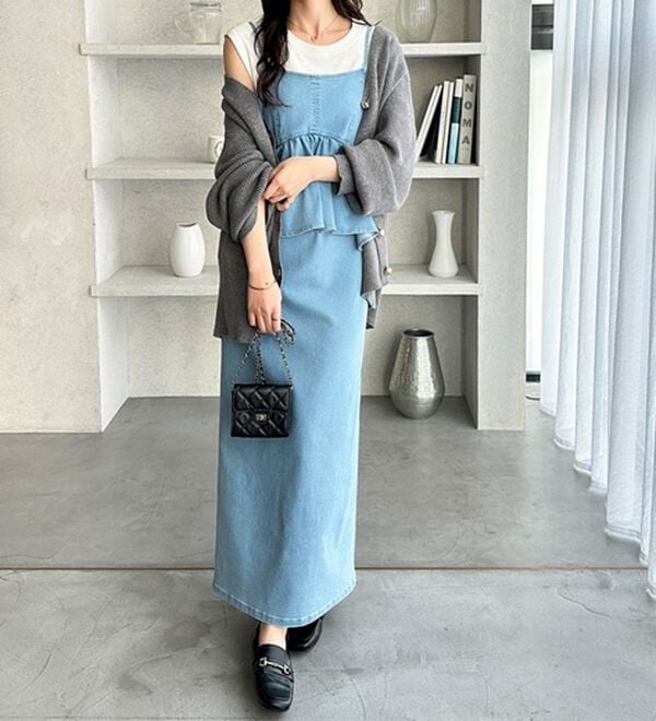 GeeRA（ジーラ）の「楽ちん！デニムペプラムキャミワンピース（その他ワンピース）」｜詳細画像