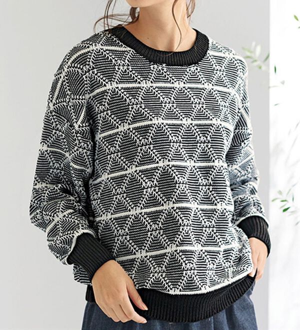 BELLUNA（ベルーナ）の「幾何柄ジャカードセーター（ニット・セーター）」｜詳細画像