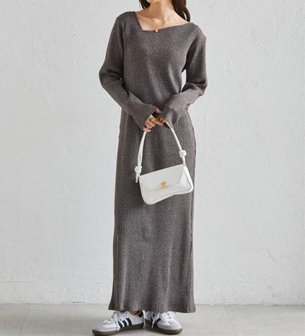 RANAN（ラナン）の「アシメネックリブワンピース（ロングワンピース）」｜詳細画像