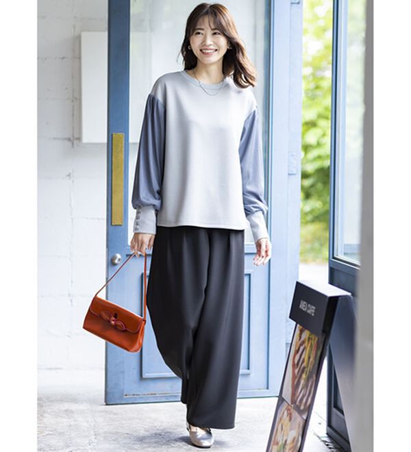 BELLUNA（ベルーナ）の「袖チュールデザインプルオーバー（カットソー）」｜詳細画像