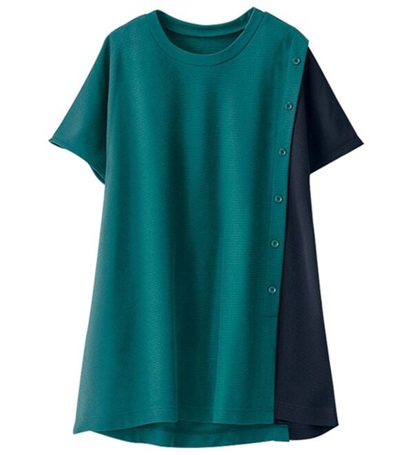 BELLUNA（ベルーナ）の「ボタン使い配色切替デザインチュニック（チュニック）」｜詳細画像