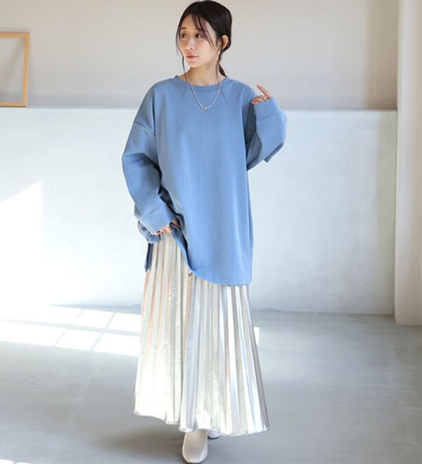 A HAPPY MARILYN（アハッピーマリリン）の「【Ｍ～８Ｌ／選べる袖丈】綿トレーナーライクビッグシルエットＴシャツ（Tシャツ）」｜詳細画像