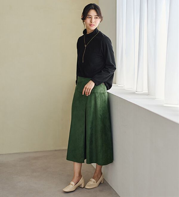 LAVIENNE（ラヴィエンヌ）の「【薄いのに暖かい】薄手ストレッチフリースのプリントハイネック長袖（ニット・セーター）」｜詳細画像