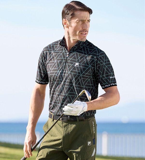 「【２枚組】＜フィラ＞キシリトール加工ハーフジップポロ（メンズポロシャツ）」｜詳細画像