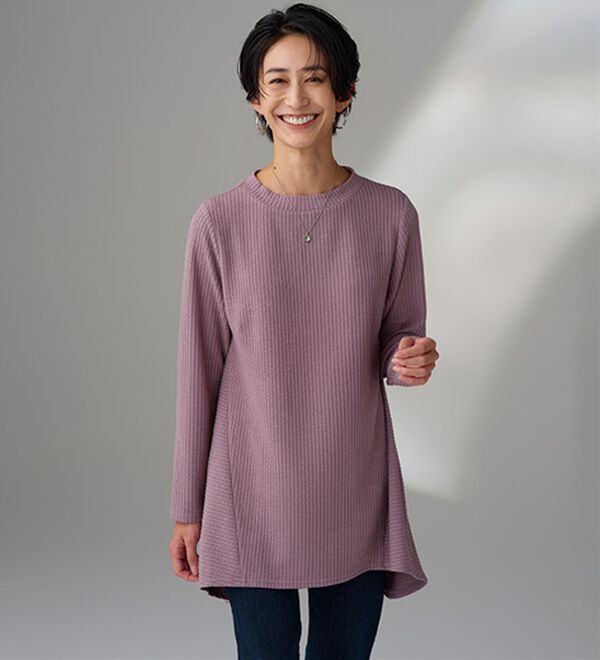 BELLUNA（ベルーナ）の「ふくれ素材フレアーデザインストレッチチュニック（チュニック）」｜詳細画像