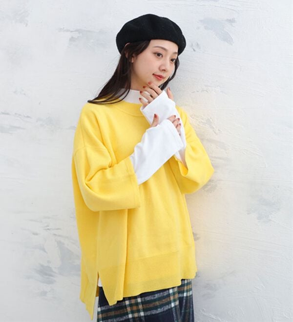 「【Ｌ～６Ｌ】重ね着を楽しむレイヤード専用ニットプルオーバー（ニット・セーター）」｜詳細画像