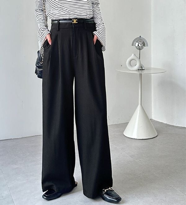 GeeRA（ジーラ）の「着心地抜群！ハイウエストダブルタックワイドパンツ（フルレングスパンツ）」｜詳細画像