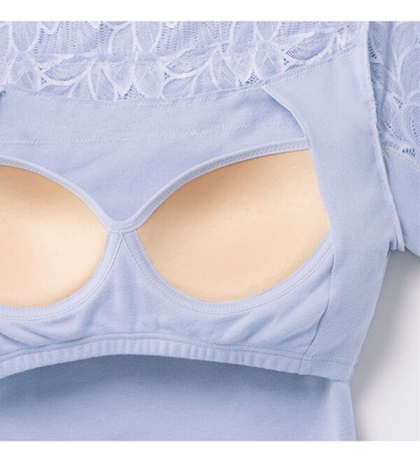「【３色組】ひんやりＵＶ対策で嬉しいカップ付インナー　５分袖（肌着・インナーウェア）」｜詳細画像