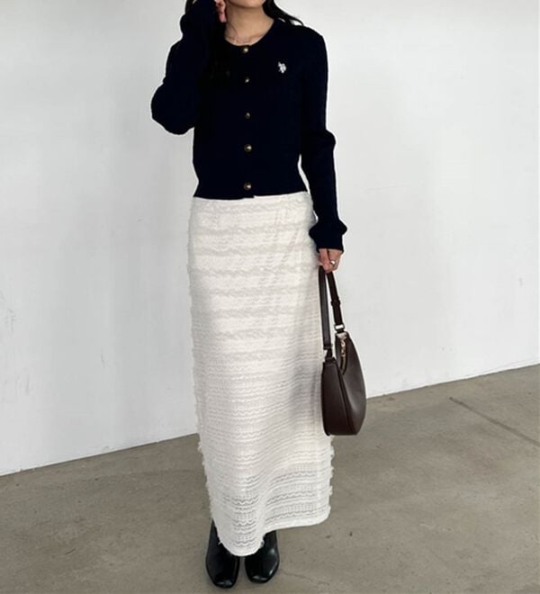 RANAN（ラナン）の「＜Ｕ．Ｓ．Ｐ＞ゴールド調ボタン刺繍ケーブルカーディガン（ニット・セーター）」｜詳細画像