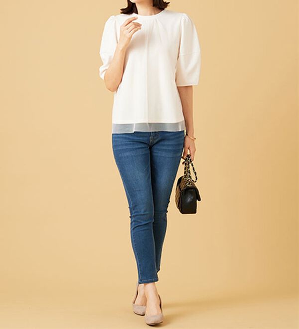 BELLUNA（ベルーナ）の「ランタンスリーブチュール重ねプルオーバー（カットソー）」｜詳細画像