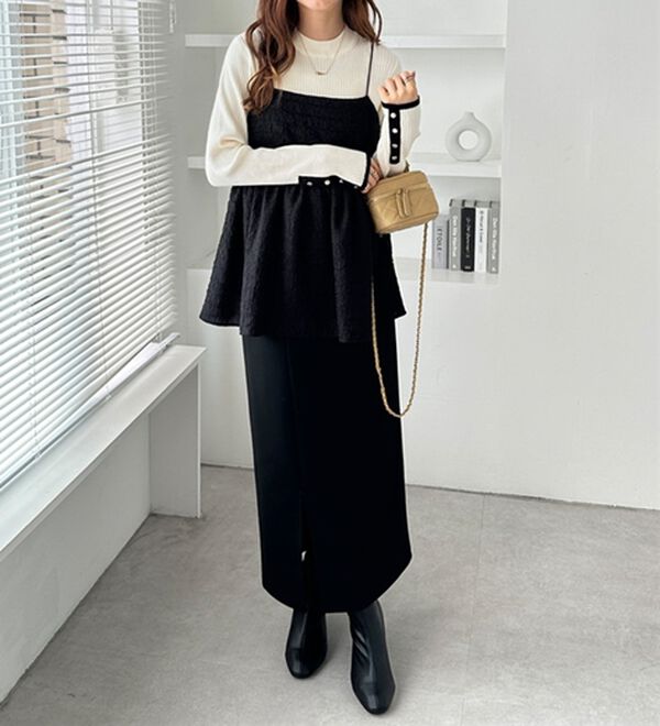 GeeRA（ジーラ）の「袖口ボタン配色ハイネックリブニット（ニット・セーター）」｜詳細画像