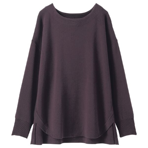 BELLUNA（ベルーナ）の「ミラノリブ素材裾ラウンドプルオーバー（ニット・セーター）」｜パープル