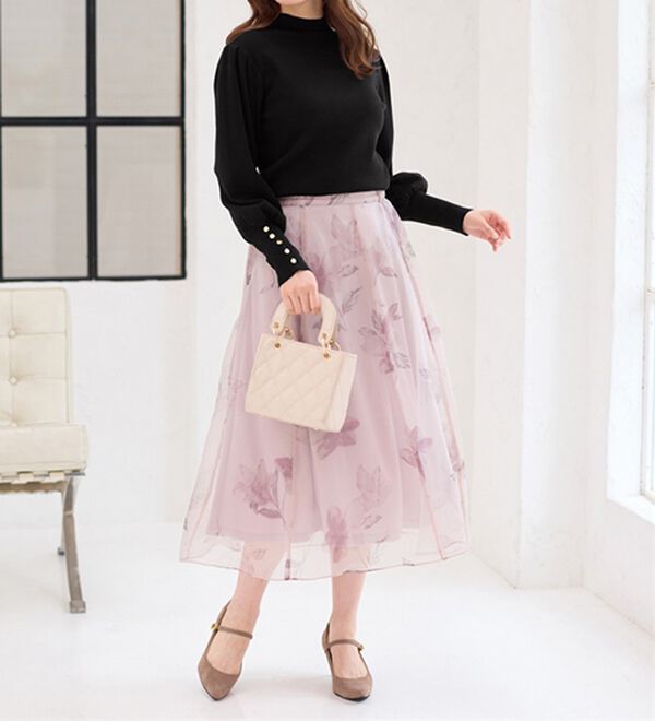 alotta（アロッタ）の「【美人百花掲載】洗える！もっちりタッチボリューム袖金ボタンニット（ニット・セーター）」｜詳細画像