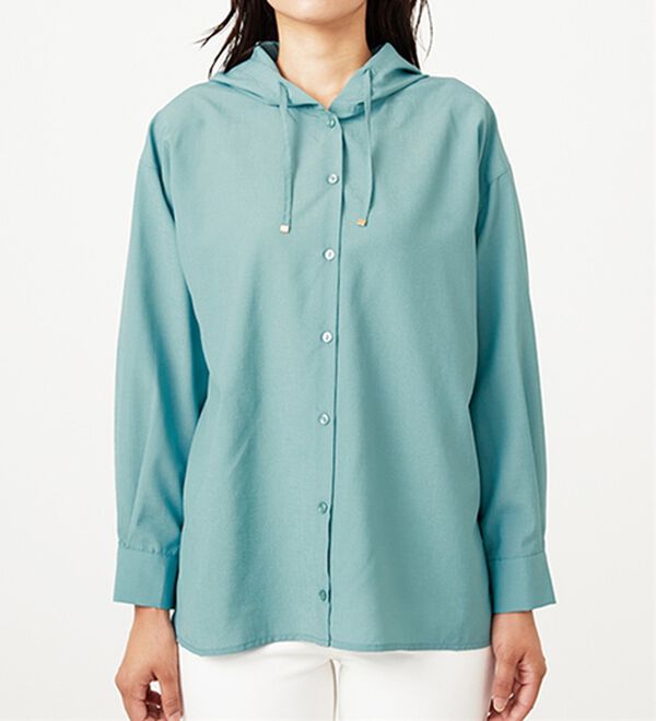 BELLUNA（ベルーナ）の「シアー素材フードデザインシャツ（シャツ）」｜詳細画像