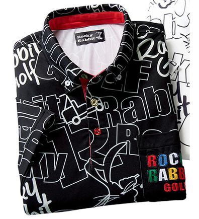「＜ロッキーラビット＞イニシャルパターンポロシャツ（メンズポロシャツ）」