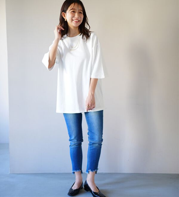 A HAPPY MARILYN（アハッピーマリリン）の「【Ｍ～８Ｌ／選べるシルエット・袖丈】綿混ベーシックＴシャツ（Tシャツ）」｜詳細画像