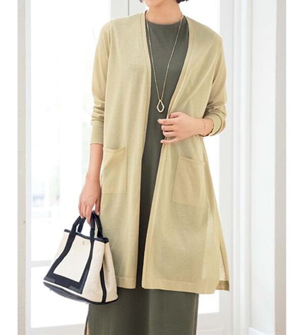 ルフラン（ルフラン）の「上品ロングカーディガン（ニットカーディガン）」｜ベージュ