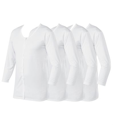 「【４枚組】抗菌防臭・マイクロファイバー裏起毛あったかインナー４枚組（前開きシャツ）　前開き長袖（メンズ肌着・インナーウェア）」