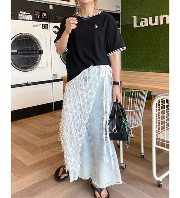 GeeRA（ジーラ）の「【ＵＳ．ＰＯＬＯ．ＡＳＳＮ】ライン配色Ｔシャツ（Tシャツ）」｜詳細画像