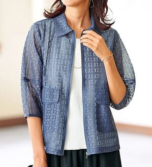 BELLUNA（ベルーナ）の「上品花柄レースジャケット（その他ジャケット）」｜ブルーグレー