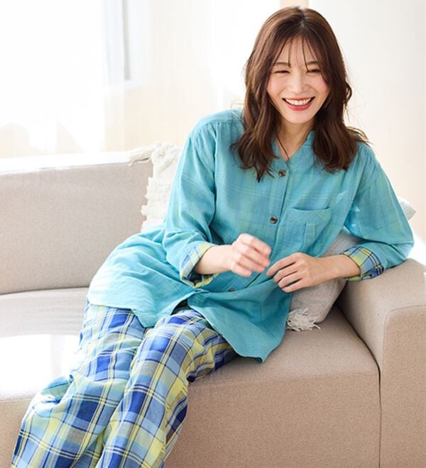 LAVIENNE（ラヴィエンヌ）の「【オーガニックコットン使用】綿１００％Ｗガーゼのルームパジャマ（パジャマ・ルームウェア）」｜詳細画像