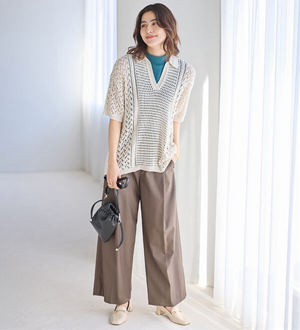 LAVIENNE（ラヴィエンヌ）の「【医師オススメ】ＵＶカット綿１００％スリーブレスハイネックプルオーバー＜カラフルコットン＞（肌着・インナーウェア）」｜詳細画像