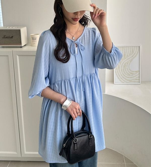 GeeRA（ジーラ）の「前後２ＷＡＹチェックペプラムチュニック（チュニック）」｜詳細画像