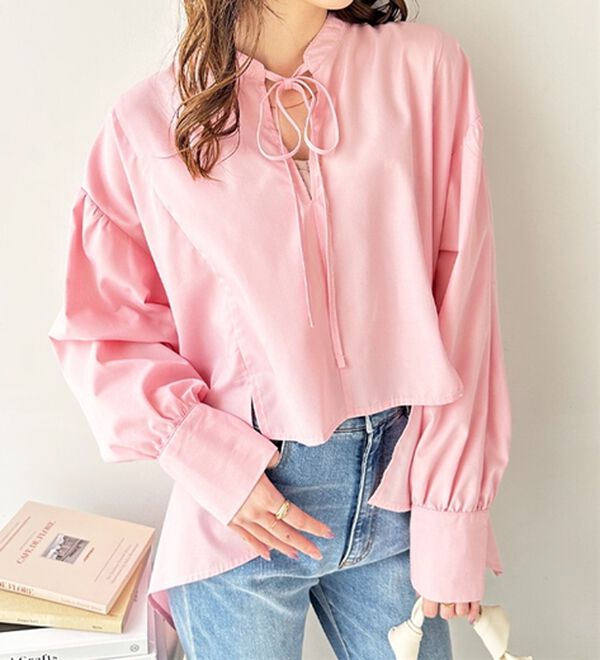 GeeRA（ジーラ）の「イレギュラーヘムスキッパーネックシャツ（シャツ）」｜ピンク