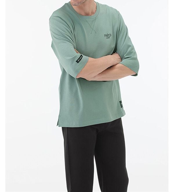 「＜イネド＞綿１００％ゆったり６分袖ライトトレーナー（メンズトレーナー）」｜詳細画像