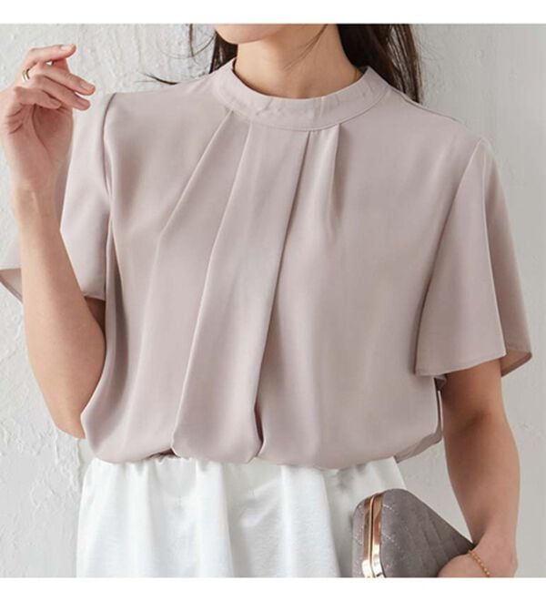 RANAN（ラナン）の「【新色追加】機能付タックデザインブラウス（ブラウス）」｜トープ