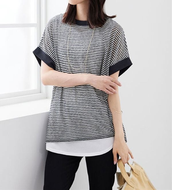 BELLUNA（ベルーナ）の「【２点セット】シアーボーダープルオーバーアンサンブル（アンサンブル）」｜詳細画像