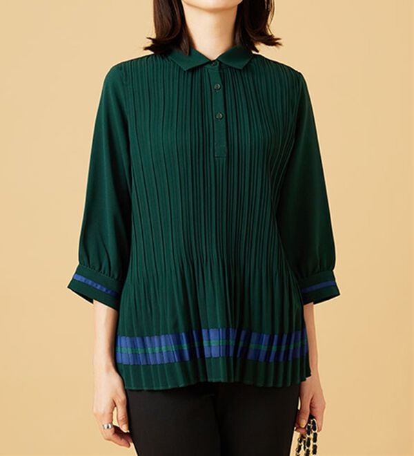 BELLUNA（ベルーナ）の「【Ｌａｇｒｉｌｕａ】配色ライン使いプリーツブラウス（ブラウス）」｜詳細画像