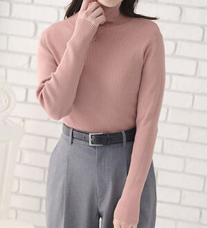 BELLUNA（ベルーナ）の「ハピネスコットン１００％&times;吸湿発熱リブタートルニット＜＆ｃｏｃｏｃｈｉ＞（ニット・セーター）」｜ローズ タートル