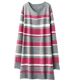 BELLUNA（ベルーナ）の「カシミヤタッチニットチュニック（チュニック）」｜杢グレー／コーラル