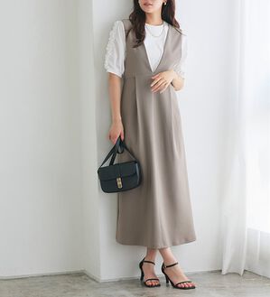 Pierrot（ピエロ）の「ウエストマークジャンパースカート（ジャンパースカート）」｜モカグレージュ