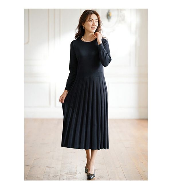 BELLUNA（ベルーナ）の「配色使いニットジャケットワンピースアンサンブル（アンサンブル）」｜詳細画像