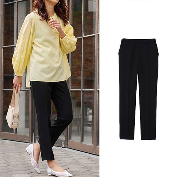 RANAN（ラナン）の「美脚シルエットチュニックパンツ（フルレングスパンツ）」｜ブラック