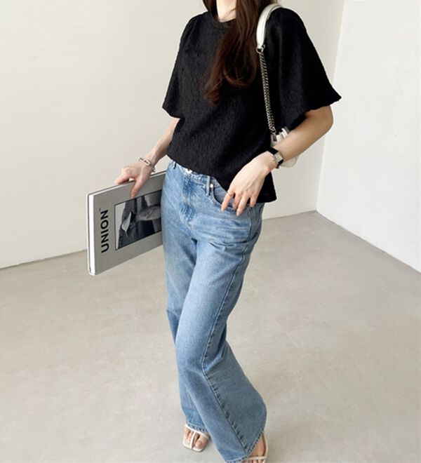 GeeRA（ジーラ）の「ワッシャー素材バルーン袖Ｔブラウス（ブラウス）」｜詳細画像