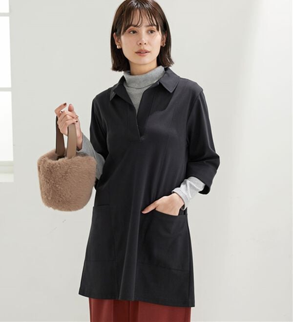 BELLUNA（ベルーナ）の「なめらかポンチ素材衿付きチュニック（チュニック）」｜詳細画像