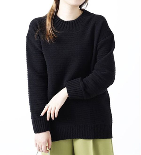 BELLUNA（ベルーナ）の「ガーター編モールニットプルオーバー（ニット・セーター）」｜黒