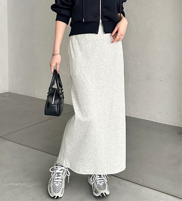 GeeRA（ジーラ）の「【着回し力◎】楽ちんすっきり見え！リブロングスカート（ロングスカート）」｜詳細画像