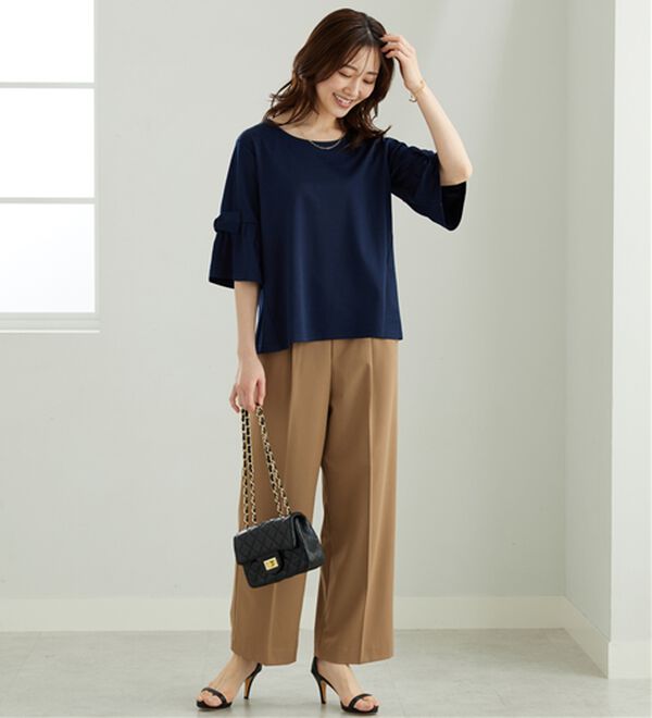 BELLUNA（ベルーナ）の「リボン付フレアー袖プルオーバー（カットソー）」｜詳細画像