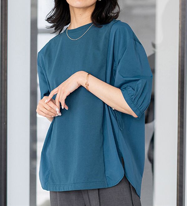 BELLUNA（ベルーナ）の「高見え！異素材切替ドロスト使いプルオーバー（カットソー）」｜詳細画像