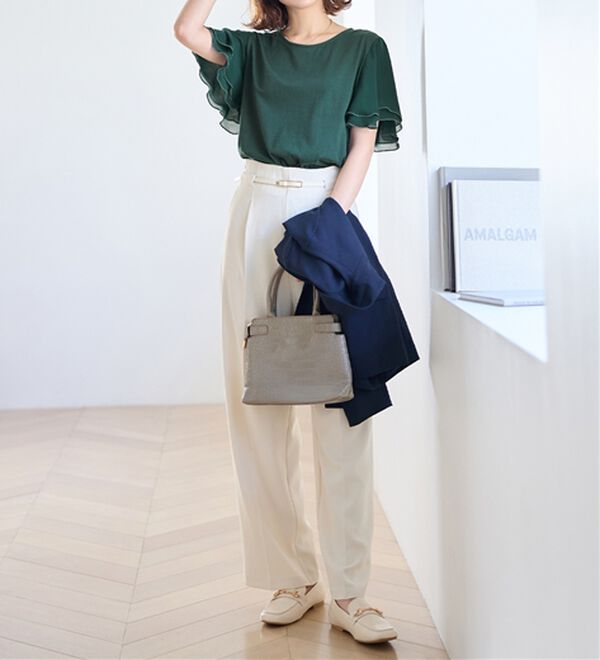 Viola e Viola（ヴィオラ エ ヴィオラ）の「【５つの機能付】袖シフォンゆるＴシャツ（Tシャツ）」｜詳細画像